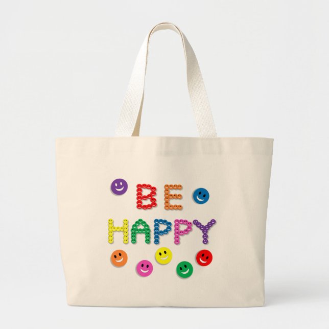 Bolso De Tela Gigante Face Be Happy (Frente)