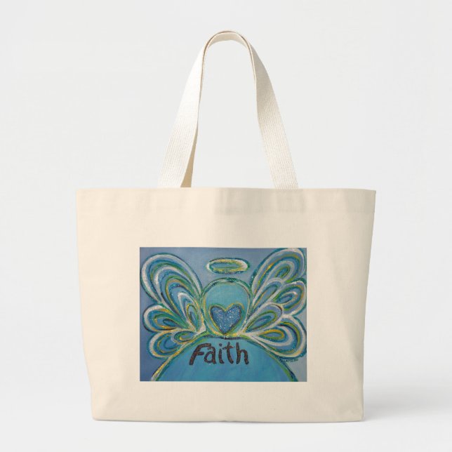 Bolso De Tela Gigante Faith Angel Word Art Tote Bag (Frente)