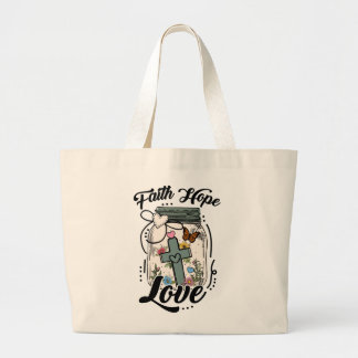 Bolso De Tela Gigante Faith, Hope, Love tote