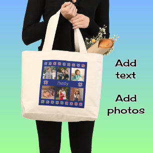 Bolso De Tela Gigante Familia 6 fotos personalizado de texto de la marin