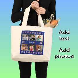 Bolso De Tela Gigante Familia 6 fotos personalizado de texto de la marin
