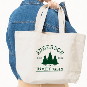Bolso De Tela Gigante Familia Cabina Nombre Bosque Verde