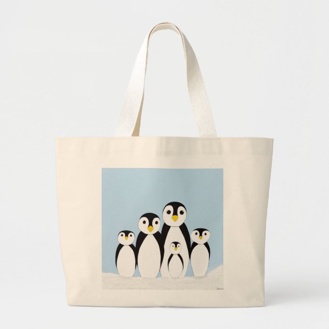 Bolso De Tela Gigante Familia Cute Penguin (Frente)