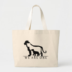 Bolso De Tela Gigante Familia de leones (versión blanca)