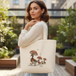 Bolso De Tela Gigante Familia de patos caprichosos del bosque otoñal