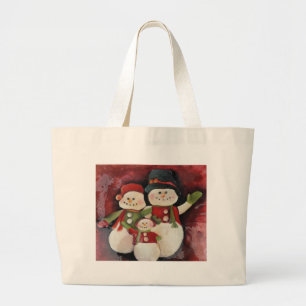 Bolso De Tela Gigante Familia roja del muñeco de nieve
