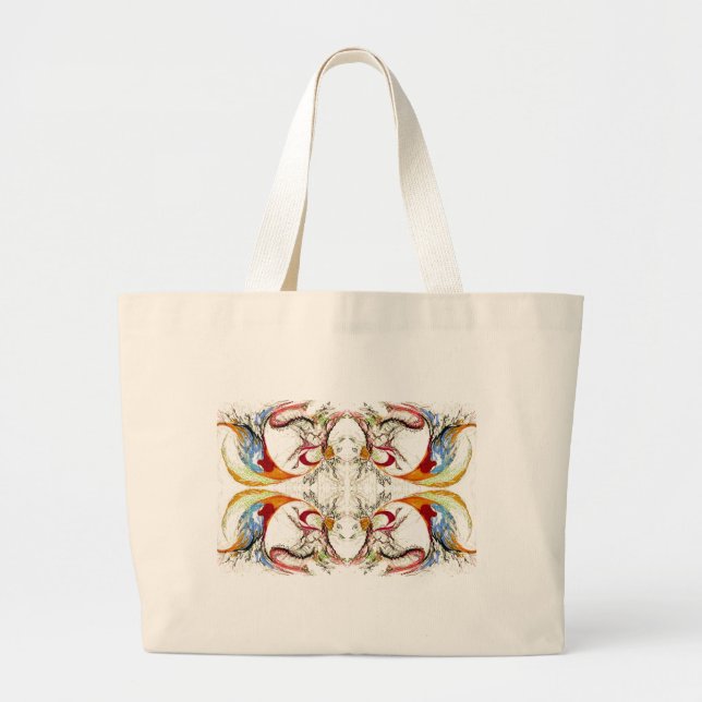 Bolso De Tela Gigante Fantasía de árboles y aves (Frente)
