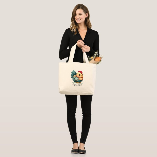 Bolso De Tela Gigante Fantasía plumas turquesa de pollo tote (Anverso (modelo))