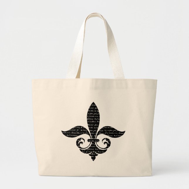 Bolso De Tela Gigante Fantástico Fleur De Lis francés con escritura fran (Frente)
