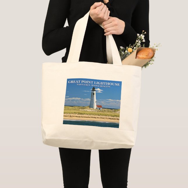 Bolso De Tela Gigante Faro de Great Point Nantucket MAMÁES Tote Bag (Anverso (producto))