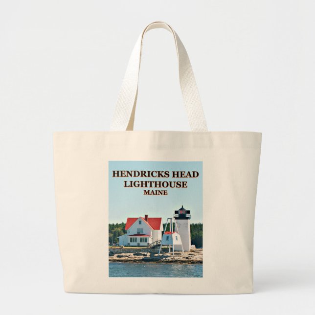 Bolso De Tela Gigante Faro de Hendricks Head, Maine Tote Bag (Frente)