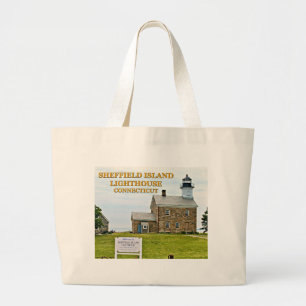 Bolso De Tela Gigante Faro de la isla de Sheffield, Connecticut