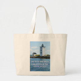 Bolso De Tela Gigante Faro de la isla holandesa, Rhode Island Tote Bag