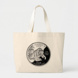 Bolso De Tela Gigante Faux Alaska State Quarter The Great Land Grizzly