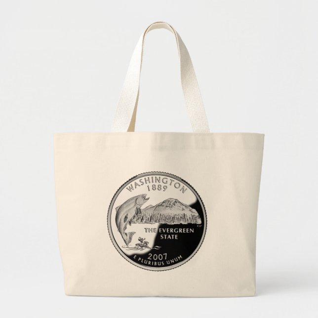 Bolso De Tela Gigante Faux Washington State Quarter (Frente)