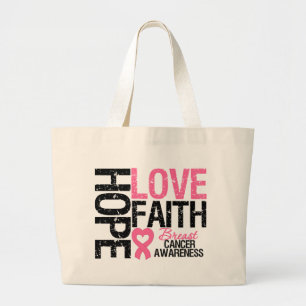 Bolso De Tela Gigante Fe del amor de la esperanza del cáncer de pecho