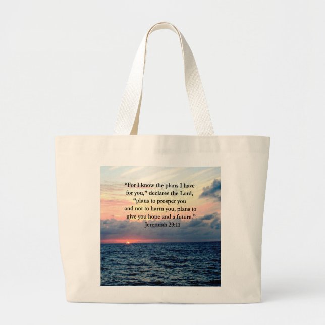 BOLSO DE TELA GIGANTE FE EN JEREMIAH 29:11 SUNRISE VERSE (Frente)