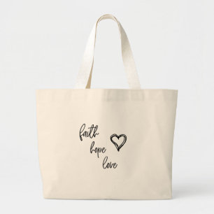 Bolso De Tela Gigante Fe, esperanza, amor -