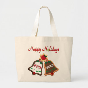 Bolso De Tela Gigante Felices fiestas Navidades Cookie Bells