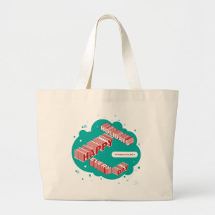 Bolso De Tela Gigante Felices fiestas, verdes y rojas