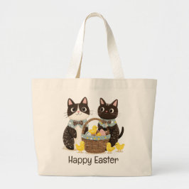 Bolso De Tela Gigante Felices gatos de Pascua Caza Cesta de Pascua Bebés