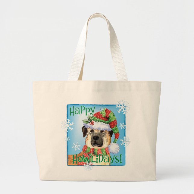 Bolso De Tela Gigante Felices Howlidays Anatolian Shepherd Large Tote Ba (Frente)