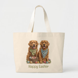Bolso De Tela Gigante Felices recuperadoras de oro de Pascua perros en l