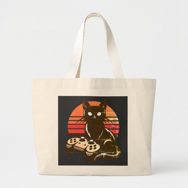 Bolso De Tela Gigante Feline Gamer: Las crónicas del controlador de Paws (Frente)