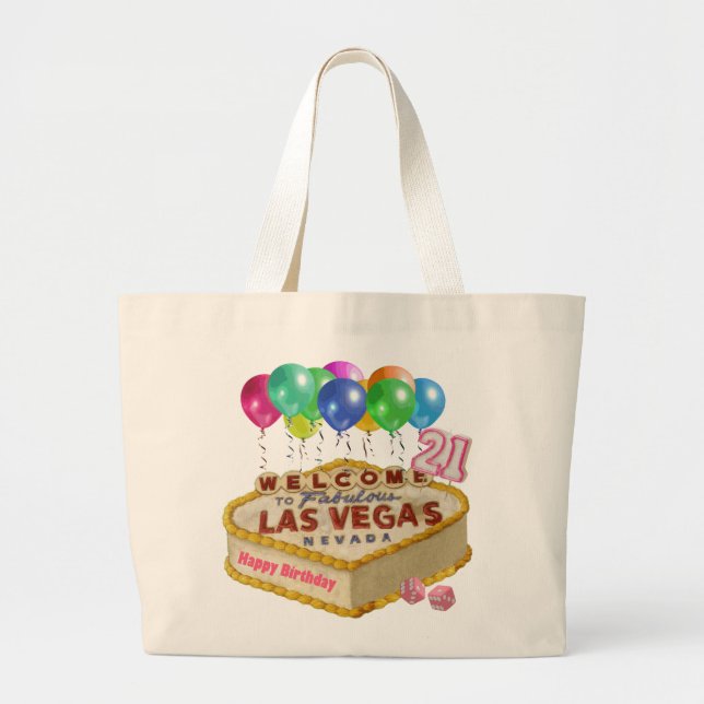 Bolso De Tela Gigante Feliz 21 cumpleaños Las Vegas CAKE Tote Bag (Frente)