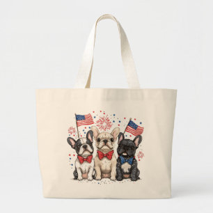 Bolso De Tela Gigante Feliz 4 De Julio Bulldoges Franceses