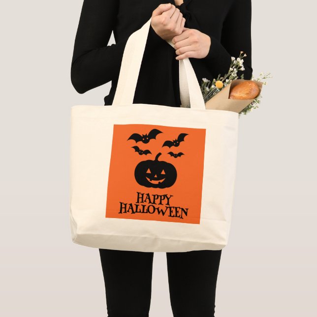 Bolso De Tela Gigante Feliz Bate de Calabaza de Halloween Mínimo (Anverso (producto))