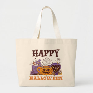 Bolso De Tela Gigante Feliz café de Halloween Brew