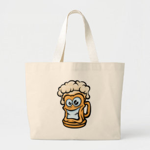 Bolso De Tela Gigante Feliz Cerveza Mug, Ilustracion divertido
