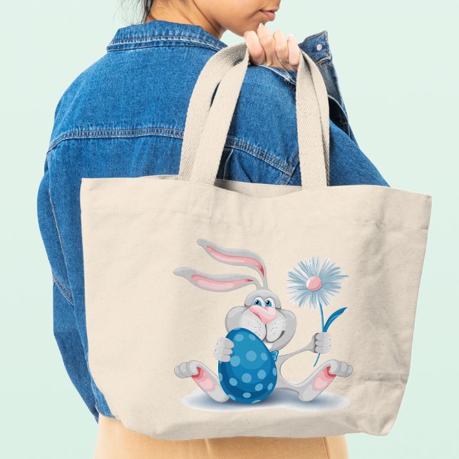 Bolso De Tela Gigante Feliz Conejo Conejo De Pascua Con Flor Y Huevo (Subido por el creador)