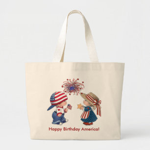 Bolso De Tela Gigante Feliz cumpleaños América