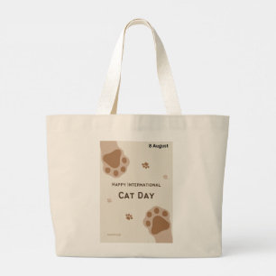 Bolso De Tela Gigante feliz día internacional del gato diseño de huella