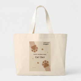 Bolso De Tela Gigante feliz día internacional del gato diseño de huella