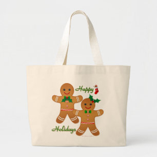 Bolso De Tela Gigante Feliz feriado Gingerbread Man Boy Chica