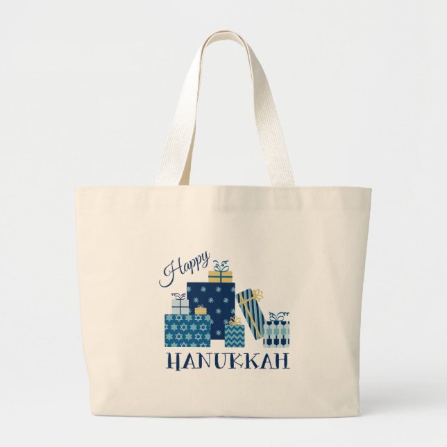 Bolso De Tela Gigante Feliz Hanukkah (Frente)