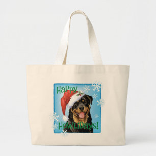 Bolso De Tela Gigante Feliz Howlidays Rottweiler