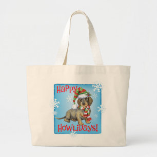 Bolso De Tela Gigante Feliz Howlidays Wirehaded Dachshund