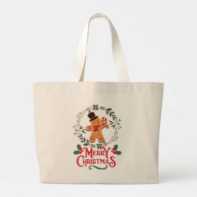 Bolso De Tela Gigante Feliz Navidad (Reverso)