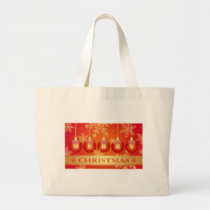 Bolso De Tela Gigante Feliz Navidad Baubles Ornamentos de oro rojo