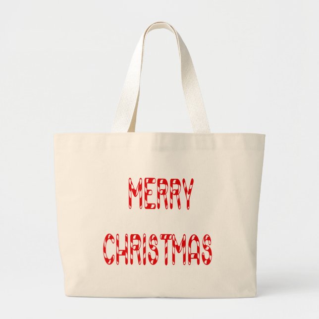 Bolso De Tela Gigante Feliz Navidad Candy Cane Font (Frente)