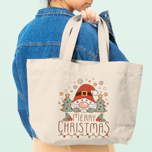 Bolso De Tela Gigante Feliz Navidad Cute Whimsical Festial Santa