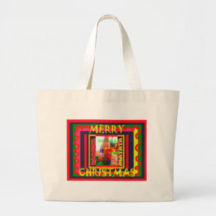 Bolso De Tela Gigante Feliz Navidad El mundo a mi alrededor está feliz j