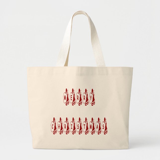 Bolso De Tela Gigante Feliz Navidad Santa Claus Font (Frente)