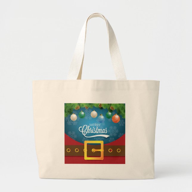 Bolso De Tela Gigante Feliz Navidad Santa Suit (Frente)