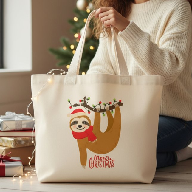 Bolso De Tela Gigante Feliz Navidad Sloth Cute Festividades (Subido por el creador)