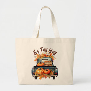 Bolso De Tela Gigante Feliz otoño - Camión rústico con calabazas